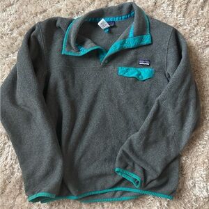 Patagonia Charcoal and Aqua Fleece Pullover